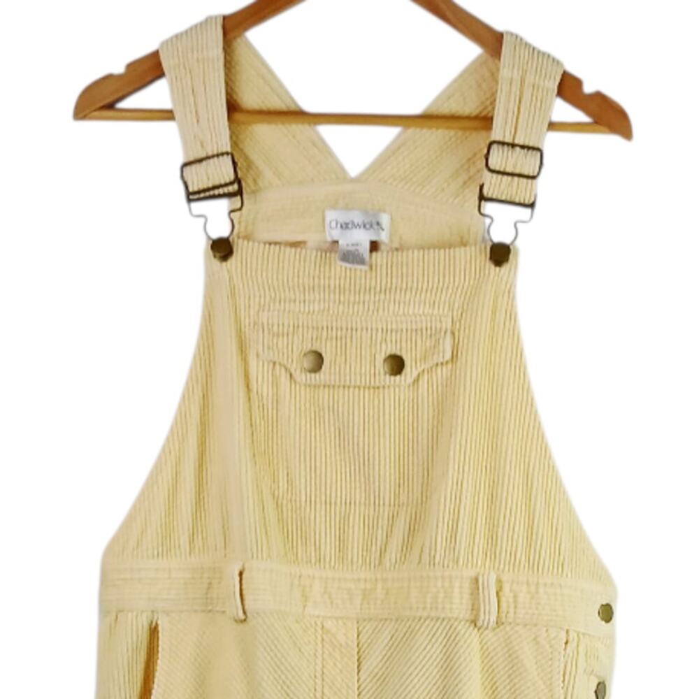 Chadwicks SZ PL Women's VTG Cotton Butter Yellow Corduroy Overall Maxi Dress - Picture 3 of 7